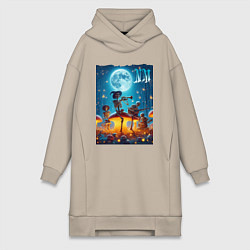 Женское худи-платье Musical quartet Neon mushrooms, цвет: миндальный