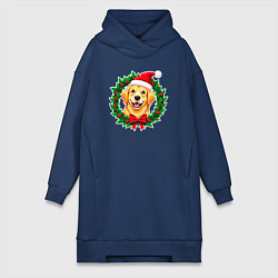 Женская толстовка-платье Милый Лабрадор ретривер и праздничный венок