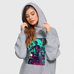 Женское худи-платье Рик Санчес крутой байкер - нейроарт, цвет: меланж — фото 2