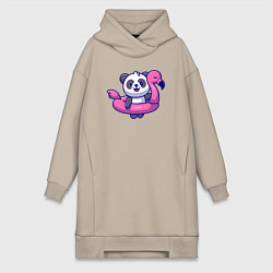 Женская толстовка-платье Панда и фламинго