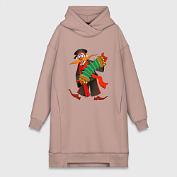 Женское худи-платье Мужичок усатый, цвет: пыльно-розовый