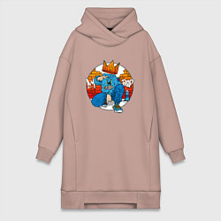 Женское худи-платье Rap - Concrete battle, цвет: пыльно-розовый