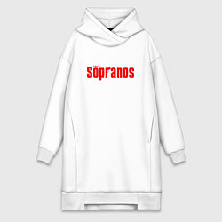 Женское худи-платье Клан Сопрано логотип, цвет: белый