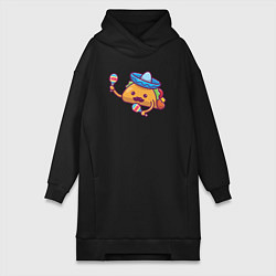 Женское худи-платье Мексиканский такос, цвет: черный