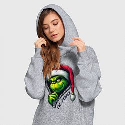 Женское худи-платье Гринч с надписью фу люди, цвет: меланж — фото 2