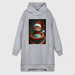 Женская толстовка-платье Змея с колпаке