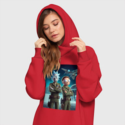 Женское худи-платье Rick and Morty - air force нейроарт, цвет: красный — фото 2