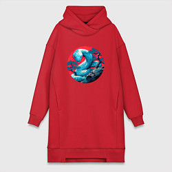 Женское худи-платье Japan serpent, цвет: красный