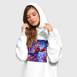 Женское худи-платье Homer Simpson and Spider man - collaboration, цвет: белый — фото 2