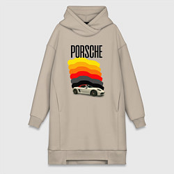 Женская толстовка-платье Автомобиль Porsche на фоне флага ФРГ