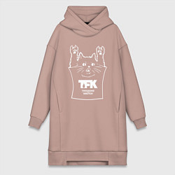 Женское худи-платье Thousand Foot Krutch - cat rock, цвет: пыльно-розовый