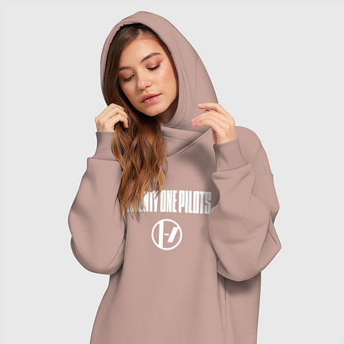 Женская толстовка-платье Twenty one pilots - logo / Пыльно-розовый – фото 3