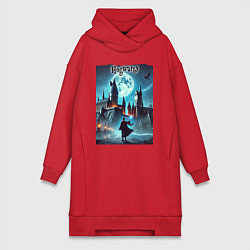 Женское худи-платье Nightly Hogwarts - neon glow, цвет: красный