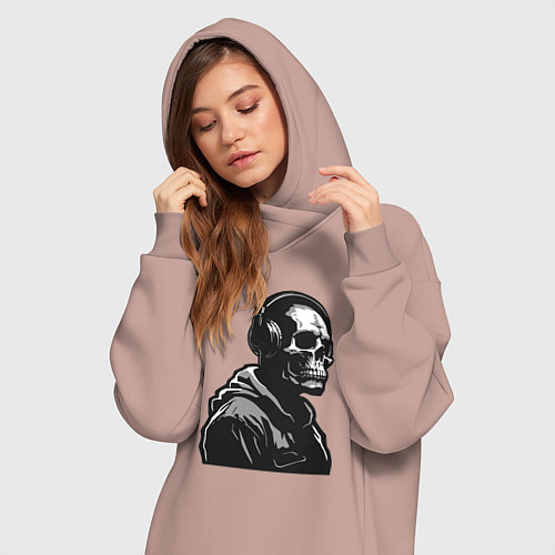 Женская толстовка-платье Skeletor music / Пыльно-розовый – фото 3