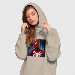 Женское худи-платье Человек паук новый, цвет: миндальный — фото 2