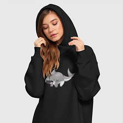 Женское худи-платье Милая акула медведь, цвет: черный — фото 2