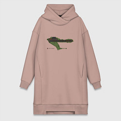 Женское худи-платье Клингонская хищная птица, цвет: пыльно-розовый