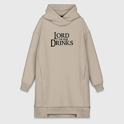 Женское худи-платье Lord of the drinks logo, цвет: миндальный