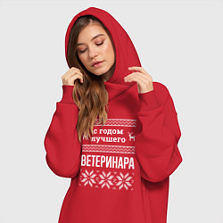 Женское худи-платье С годом ветеринара, цвет: красный — фото 2