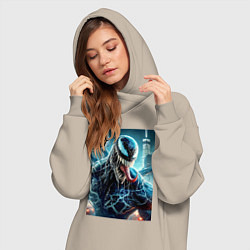 Женское худи-платье Venom in New York city - ai art fantasy, цвет: миндальный — фото 2