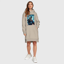 Женское худи-платье Venom in New York city - ai art fantasy, цвет: миндальный — фото 2