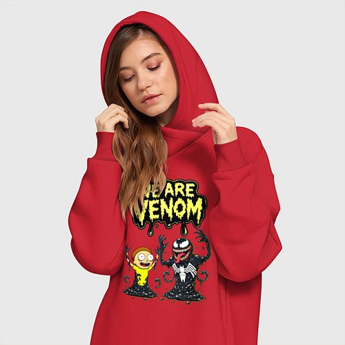 Женская толстовка-платье We are Venom - meme / Красный – фото 3