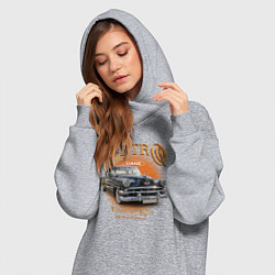 Женское худи-платье Ретро гараж и автомобиль Chevrolet 210 Deluxe, цвет: меланж — фото 2