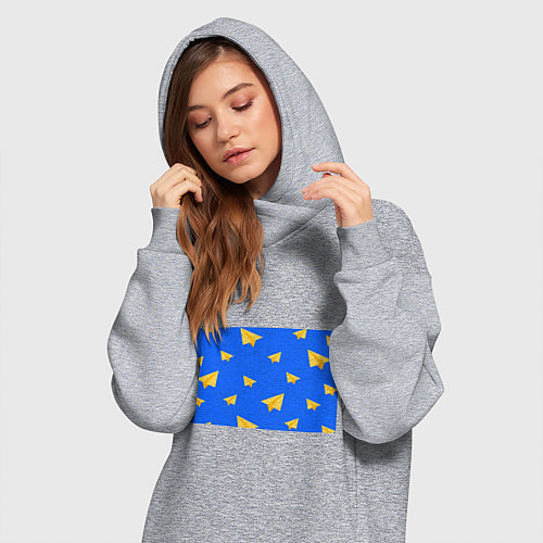 Женская толстовка-платье Желтый самолетик / Меланж – фото 3