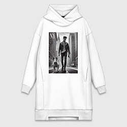 Женская толстовка-платье Чувак с бультерьером - Нью-Йорк