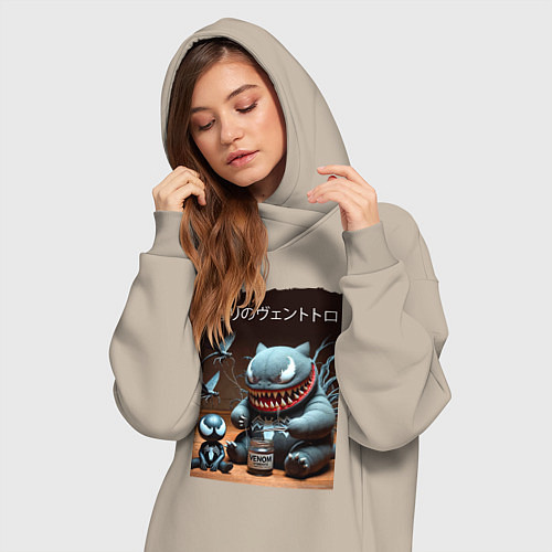 Женская толстовка-платье Мой сосед Вентоторо - коллаба / Миндальный – фото 3