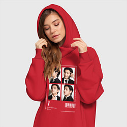 Женское худи-платье Taehyung bts 4cut, цвет: красный — фото 2