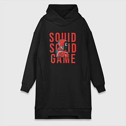 Женское худи-платье Squid squid game, цвет: черный