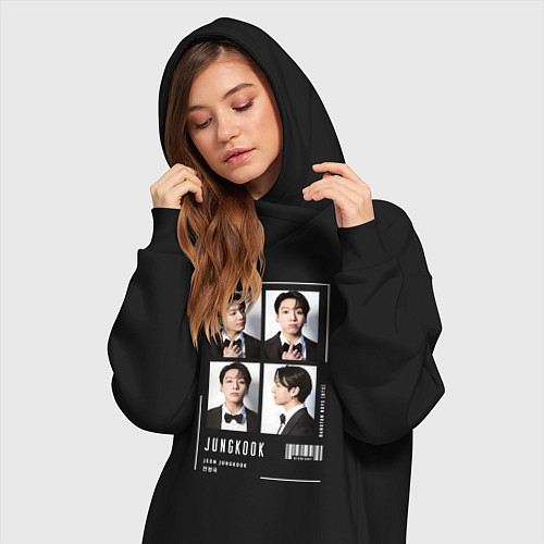 Женская толстовка-платье Jungkook bts 4cut / Черный – фото 3
