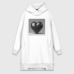 Женская толстовка-платье Большое чёрное сердце