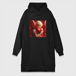 Женская толстовка-платье Ангел любви с сердцем в руках