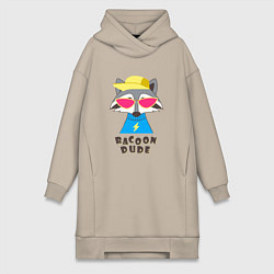 Женское худи-платье Чува енот, цвет: миндальный