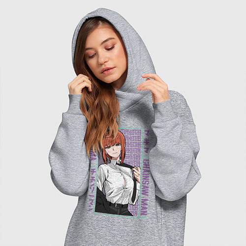 Женская толстовка-платье Человек-бензопила Макима в костюме / Меланж – фото 3