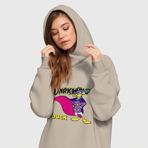 Женская толстовка-платье Чёрный плащ - Кряк Лапчатый / Миндальный – фото 3