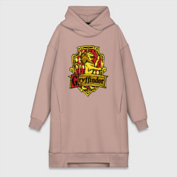 Женское худи-платье Hogwarts - gryffindor logo, цвет: пыльно-розовый