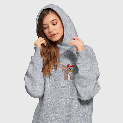 Женская толстовка-платье Том демон кот / Меланж – фото 3