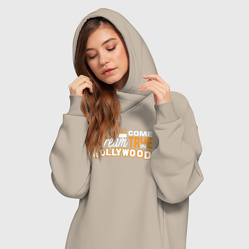 Женская толстовка-платье Мечта сбывается в Голливуде / Миндальный – фото 3