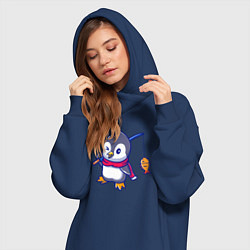 Женское худи-платье Пингвин рыбак, цвет: тёмно-синий — фото 2