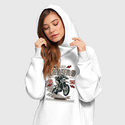 Женское худи-платье Мотоцикл Хард эндуро, экстремальная езда, цвет: белый — фото 2