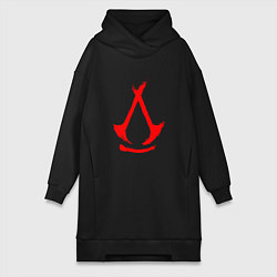 Женское худи-платье Assassins creed - shadows logotype, цвет: черный