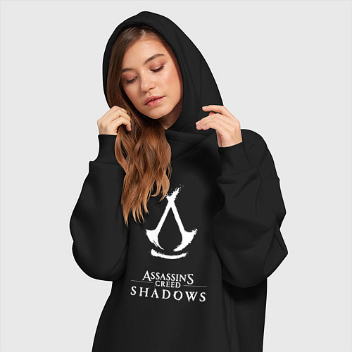 Женская толстовка-платье Assassins creed - shadows white / Черный – фото 3