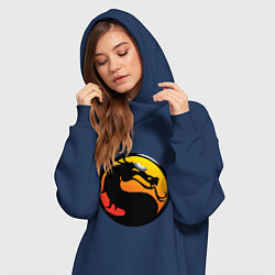 Женское худи-платье Mortal kombat logo, цвет: тёмно-синий — фото 2