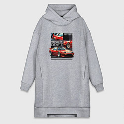 Женское худи-платье Спортивная машина по кусочкам и целиком, цвет: меланж