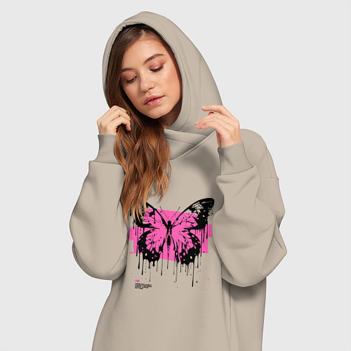 Женская толстовка-платье Grunge butterfly / Миндальный – фото 3