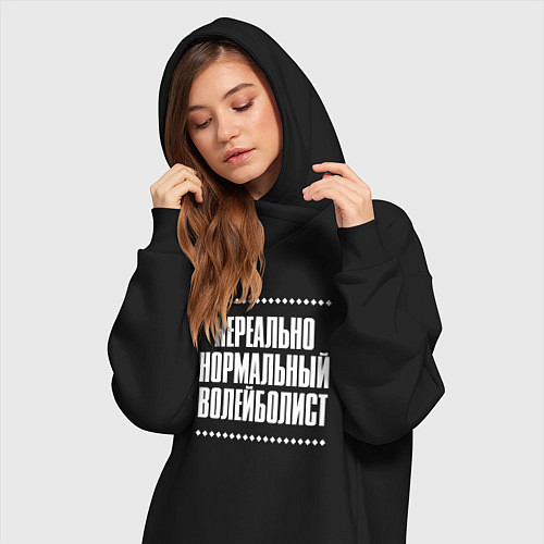 Женская толстовка-платье Нормальный волейболист нереально / Черный – фото 3