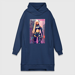 Женское худи-платье Cyber Barbie - ai art, цвет: тёмно-синий